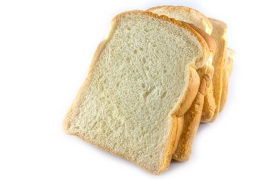 Beyaz arkaplanda izole edilmiş beyaz ekmek dilimi