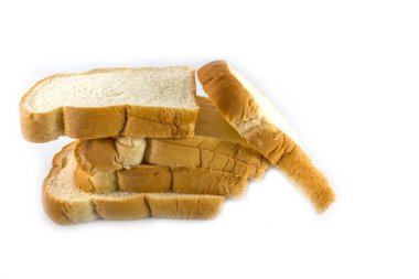 Beyaz arkaplanda izole edilmiş beyaz ekmek dilimi