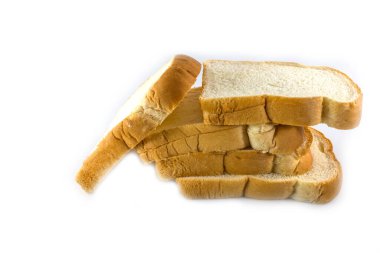 Beyaz arkaplanda izole edilmiş beyaz ekmek dilimi