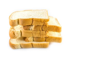 Beyaz arkaplanda izole edilmiş beyaz ekmek dilimi