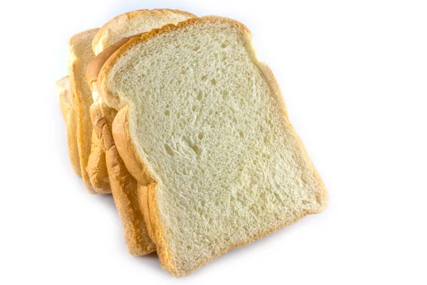 Beyaz arkaplanda izole edilmiş beyaz ekmek dilimi
