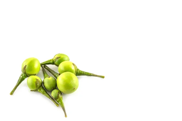 Green Little Eggplant White Background — Stock Photo, Image