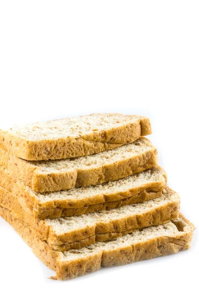 Volkoren Gesneden Brood Witte Achtergrond — Stockfoto