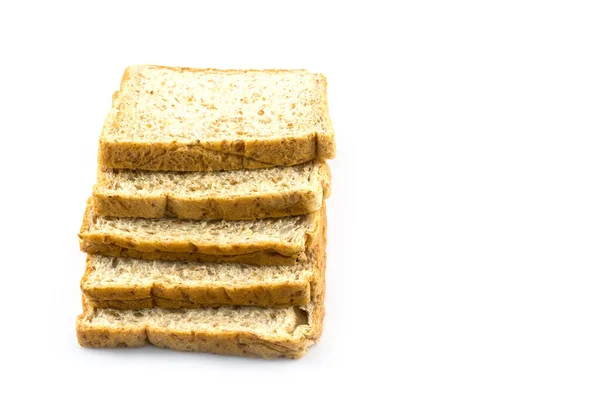 Beyaz Zemin Üzerinde Tam Buğday Dilimlenmiş Ekmek — Stok fotoğraf