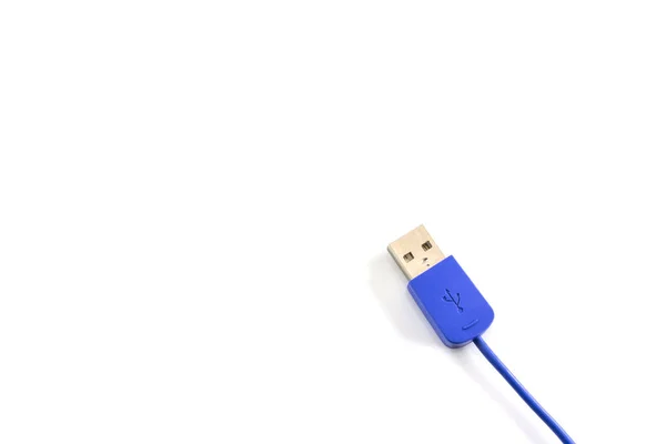 Nahaufnahme Eines Blauen Usb Kabels Auf Weißem Hintergrund — Stockfoto
