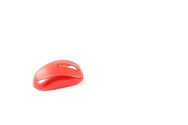Rote Drahtlose Maus Auf Weißem Hintergrund — Stockfoto