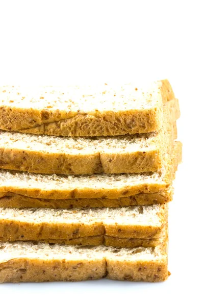 Whole Wheat Sliced Bread White Background — Stock Photo, Image