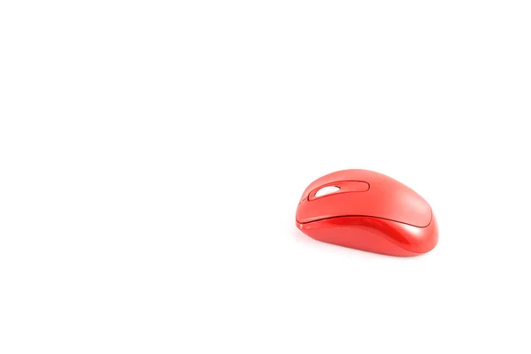 Rote Drahtlose Maus Auf Weißem Hintergrund — Stockfoto