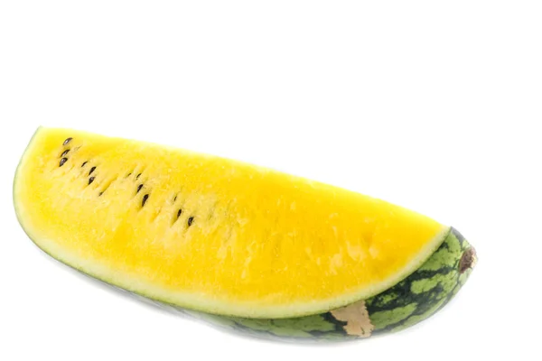 Yellow Juicy Watermelon Slice White Background — Stock Photo, Image