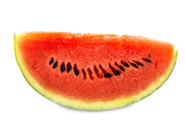 Kırmızı karpuz ikiye, beyaz arkaplanı dilimle.