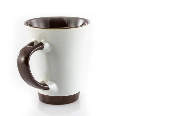 Tasse Café Blanche Brune Sur Fond Blanc — Photo