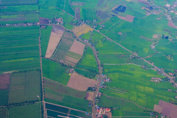 Vista Del Suelo Desde Cielo Vista Aérea Fondo Verde —  Fotos de Stock