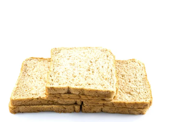 Celý Pšenice Plátky Chleba Bílém Pozadí — Stock fotografie