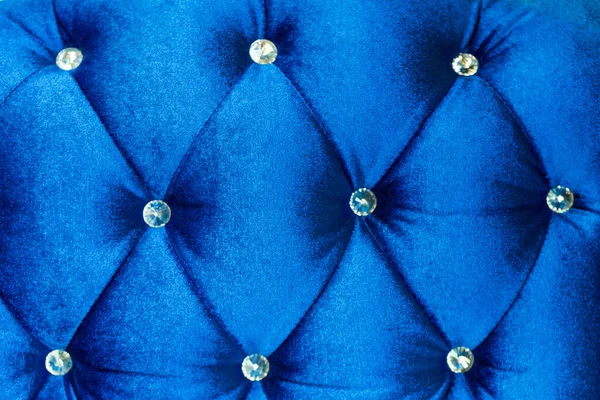 Niebieski Luksusowy Tkaniny Sofa Tekstury Tle — Zdjęcie stockowe