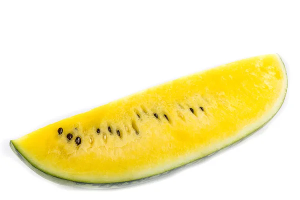 Yellow Juicy Watermelon Slice White Background — Stock Photo, Image