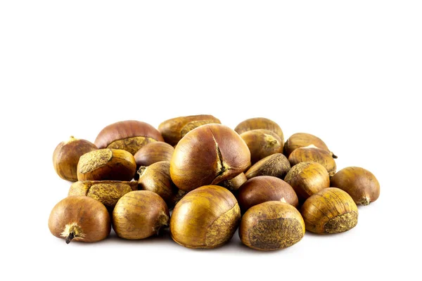 Fresh Chestnuts Isolated White Background — Stock Photo, Image