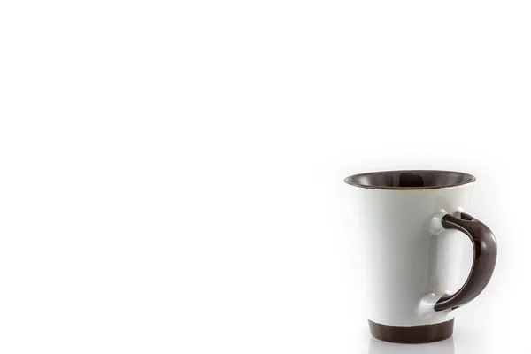 Wit Bruin Koffiekopje Witte Achtergrond — Stockfoto
