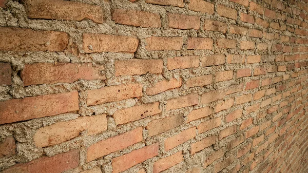 Side View Old Orange Vintage Brick Wall Background — Stock Photo, Image