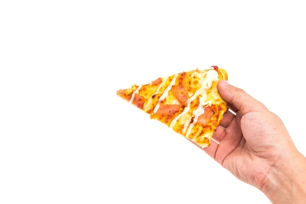 Кусочек Пиццы Белом Фоне — стоковое фото