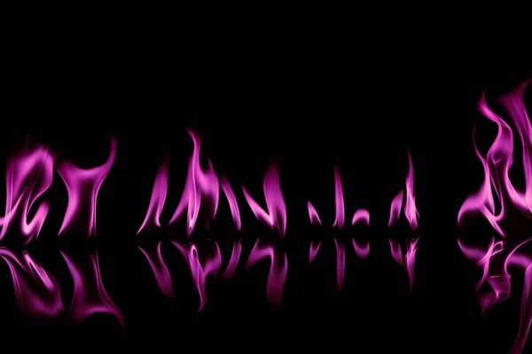 Flammes Feu Roses Sur Fond Noir — Photo