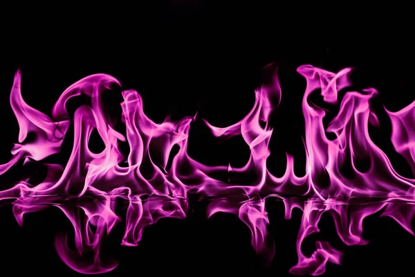 Pink Fire Flames Black Background — Stock Photo, Image