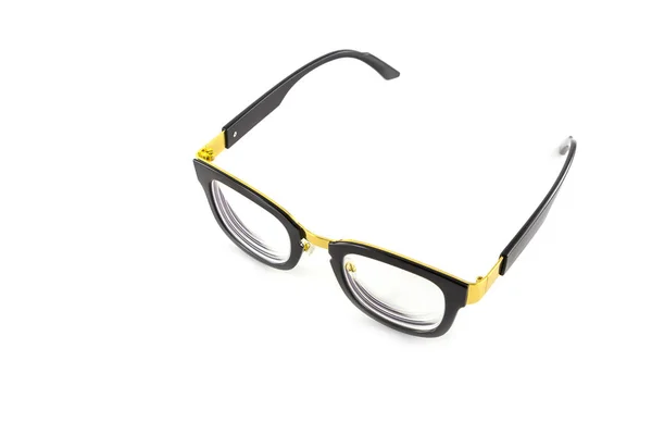 Óculos Pretos Dourados Isolados Sobre Fundo Branco — Fotografia de Stock