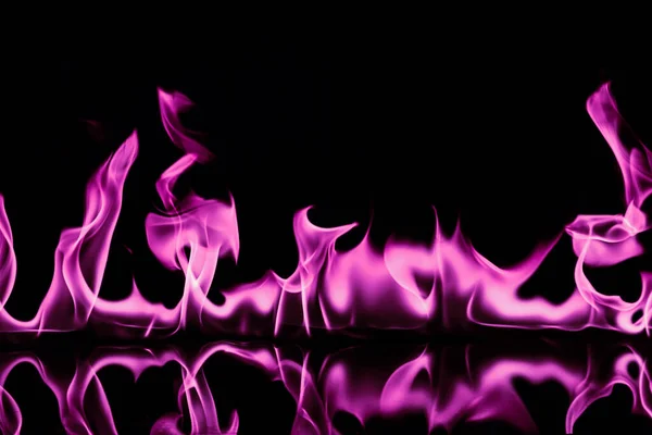 Roze Vuur Vlammen Zwarte Achtergrond — Stockfoto