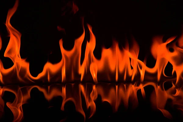 Červený Oheň Plameny Černém Pozadí — Stock fotografie