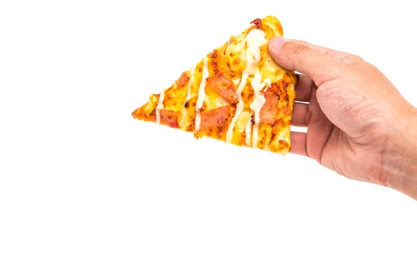 Кусочек Пиццы Белом Фоне — стоковое фото