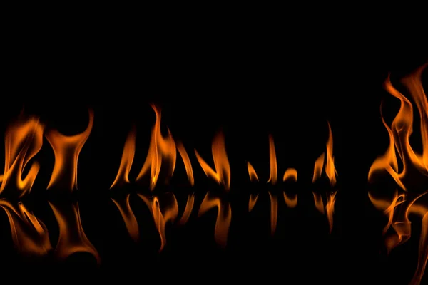 Tűz Lángok Fekete Háttér — Stock Fotó