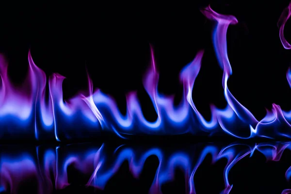 Modrá Barva Oheň Plameny Černém Pozadí — Stock fotografie