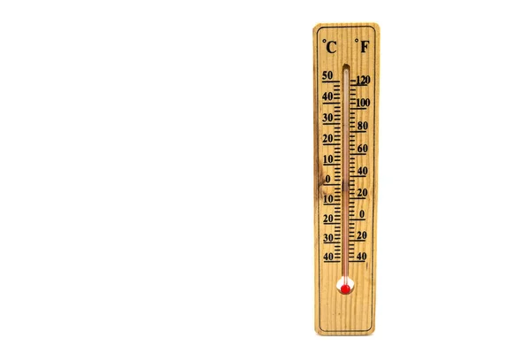 Holzthermometer Isoliert Auf Weißem Hintergrund — Stockfoto