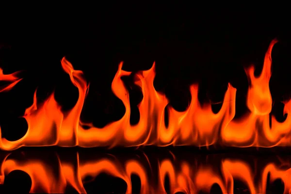 Červený Oheň Plameny Černém Pozadí — Stock fotografie