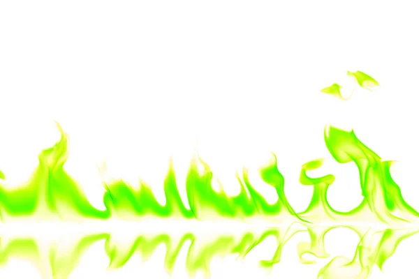 Green Fire Flames Isolated White Background — Stock Photo, Image