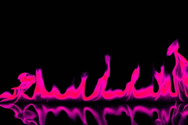 Pink Fire Flames Black Background — Stock Photo, Image