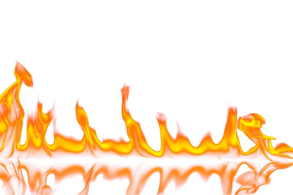 Rode Oranje Vuur Vlammen Geïsoleerd Witte Achtergrond — Stockfoto