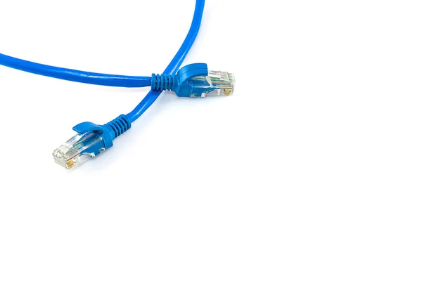 Blue Network Internet Kabel Geïsoleerd Witte Achtergrond — Stockfoto