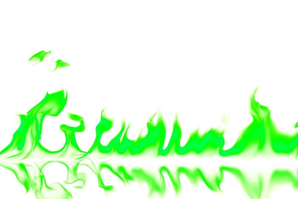 Зелене Полум Вогню Ізольовано Білому Тлі — стокове фото