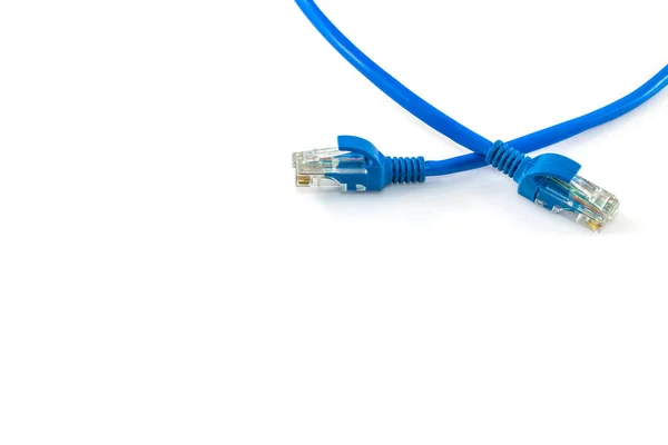 Blue Network Internet Kabel Geïsoleerd Witte Achtergrond — Stockfoto