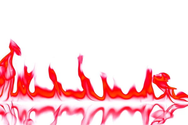 Rode Oranje Vuur Vlammen Geïsoleerd Witte Achtergrond — Stockfoto