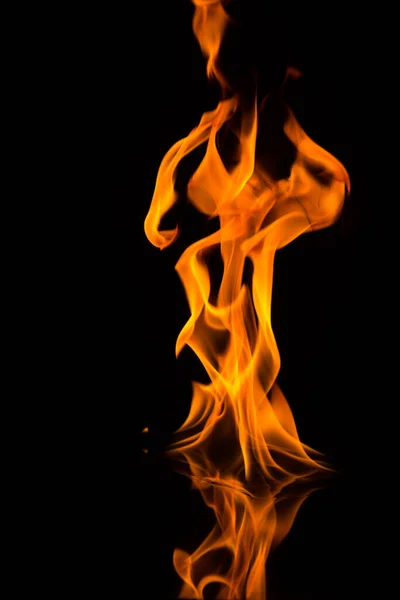 Fire Flames Reflection Black Background — Stock Photo, Image