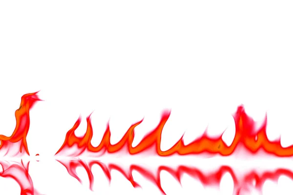 Vörös Narancs Tűz Lángok Elszigetelt Fehér Háttér — Stock Fotó
