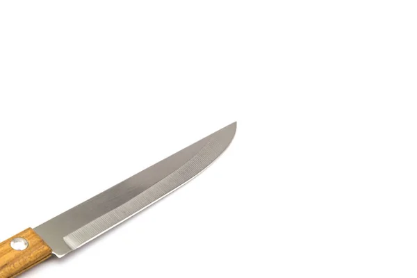 Cuchillo Con Mango Madera Aislado Sobre Fondo Blanco — Foto de Stock