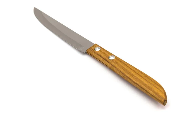 Нож Деревянной Ручкой Белом Фоне — стоковое фото