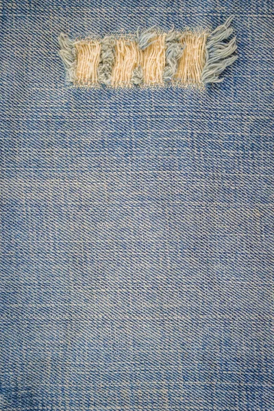 Blue Jean Texture Hole Threads Showing Background — Stock Photo, Image