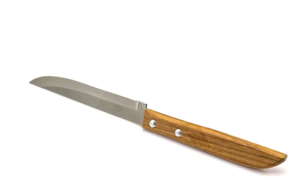 Nóż Drewnianą Rączką Izolowany Białym Tle — Zdjęcie stockowe