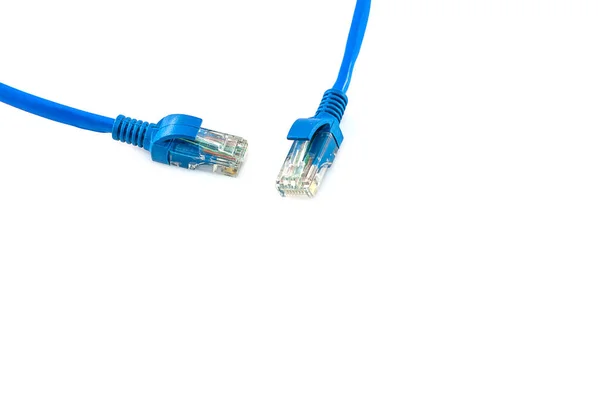 Blue Network Internet Cable Isolated White Background — Stock Photo, Image