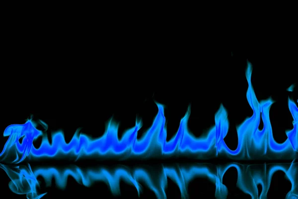 Modrý Oheň Plameny Černém Pozadí — Stock fotografie