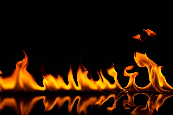 Oheň Plameny Černém Pozadí — Stock fotografie