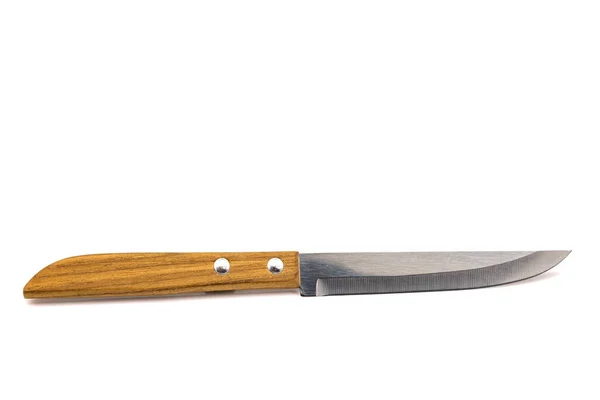 Нож Деревянной Ручкой Белом Фоне — стоковое фото